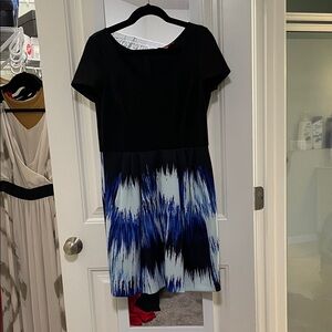 Betsey Johnson Black and Blue Patterned Mini Dress